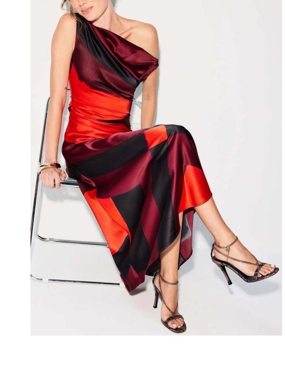 STAUD Red and Black Geometric Maxi Skirt - Picture 2 of 3